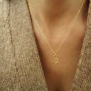 10k Real Gold Dainty Initial Charm Necklace Gold Letter Pendant Necklace